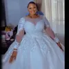 Plus Size Wedding Dres paljetter Lace Applicques LG Sleeves Bridal Dr for African Women Custom Made E8SR#