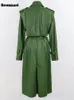 nerazzurri Outono LG Cool Verde Pu Couro Trench Coat para Mulheres Ses Único Breasted Elegante Designer de Luxo Roupas 2022 s0xD #