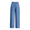 Women's Jeans Denim Anklelength Straight Wide Leg Pants 2024 Spring Summer Women Maxi Trousers Loose Slim Elastic Waist Casual