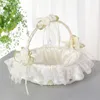 wedding Supplies White Lace Fr Basket Silk Cloth Clusters of Rosettes Throwing Petal Fr Basket Girl Fr Baske N8W0#