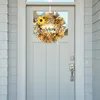 Decorative Flowers Burlap Door Wreath Welcome Colorful Summer Yellow Boxwood World