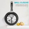 Accessoires d'horloges 8 pouces poêle à frire conception horloge murale suspendue cuisine métal thème montre unique pour la décoration de la chambre à la maison noir