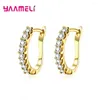 Hoop Earrings 925 Sterling Silver Wholesale Female Fashion Charming Cute Shinning Crystals Earings Nice Quality