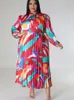 WMSTAR PLUS STORLEK DRES FÖR KVINNER Tryckt Tie Dye Fi LG Sleeve Maxi Dr Hot Sale Wholesale Dropship With Bandage E8MF#