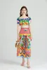 Work Dresses Spring Summer 2024 Two Pieces Floral Printed Crop Top And Maxi Long Skirt Casual Vacation Beach Boho Outfits