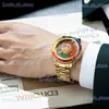 Autres montres spéciales pour hommes Unique Tournesol Cadran rotatif Poignet en acier inoxydable Personnalisé Hip Hop Bling Diamond es Man T240329