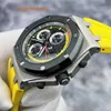 AP Ikoniczne na rękę Royal Oak Offshore Series 26207io Mens Watch Limited Edition Titanium Black and Yellow Timing 42 mm Automatyczny zegarek mechaniczny