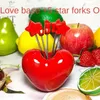 Forks Cute Loving Heart Stainless Steel & Plastic Fork For Fruit Cake Sausage Spoon And Set Picks Kids