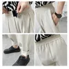 Men's Pants 2024 9 Part Ankle Length Men Lightweight Thin Pleated Fashion Bottoms Casual Streetwear Clothes Work Wear