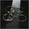 Cuff American And European Fashion Bracelet Women Girls Gold Open Bracelets Arrow Gemstone Circle Bangles Jewelry Set B09141 Drop Del Dhjpr