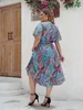 2024 Nya kvinnor Summer Paisley LG DR V Neck Kort ärm blommig tryck Boho Beach Dr Curvy Woman Plus Size Women Clothing S0dv#