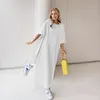 Summer LG T Shirt Solid Color Dres Women Streetwear Crew Neck Casual Loose Top Fi Short Sleeve Basic Robe Vestidos C70E#