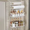 Kök förvaring kylskåp hyllan kylskåp vägg sida prylar enkelt verktyg hängande rack handduk flaskekrydda arrangör modern lyx