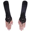 Tache Flapper Gants Noir Perlé Fingerl Coude Longueur Soirée Opéra Parti Gants Tulle Dames Sheer Q3I5 #