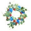 Couronne de fleurs décoratives, petite couronne de marguerites, décoration murale de printemps, scène de porte d'entrée suspendue, Floral rouge blanc bleu