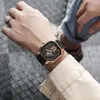 Zegarek zegarowy yikaze men kwarcowe zegarki skórzany pasek duży wybieranie Student Square Sport Watch Cool Black Men's Waterproofwatch na rękę