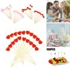 Gorks 100x Love Heart Bambu Pick Buffet Cupcake Fruit Cocktail Fork Dessert Salad Stick For Picnic Wedding Party Home Supplies