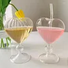 Verres à vin 1 pièces coeur amour en forme de verre tasse Couple tasses tasse résistant à la chaleur thé bière tasses lait café cadeau Drinkware