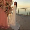 Morden di lusso in raso sirena abito da sposa per donna 2024 perle collo cintura manica lunga abiti da sposa piega corte strascico abito nuovo x085 #