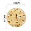 벽 시계 둥근 형태 벌집 독특한 디자인 천연 나무 시계 육각형 예술 나무 꿀벌 꿀 수집