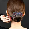 Hårklipp Fashion Crystal Rhinestone Hairpin Bun Hair Clo Clips Ponytail Buckle Hair Clip Expand Hårtillbehör för kvinnor Barrettes Y240329