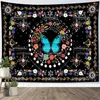 Tapisserier Trippy Butterfly Moon Phase Tapestry Botaniska hippie blommor och lämnar vägg hängande estetiskt sovrumsdekoration