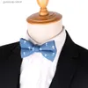 Bow Ties Cotton Bow tie For Groom Fashion Denim Bow tie For Men Women Bow knot Adult Wedding Bow Ties Cravats Blue Groomsmen Bowtie Y240329