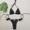 Isman 2023 New Wave Cloth Metal Ring Strap Bikini Womens Swimwear