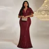 Toleen femmes grande taille Maxi Dres invités de mariage printemps/été lg manches paillettes élégant queue de poisson dr robes de mariée J8S1 #