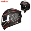 Motorhelmen JIEKAI JK902 flip-over motorhelm dual lens motorfiets off-road motorhelm zwart en wit rode rijst XL 2XLL204