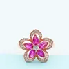 Cluster Rings Exquisite 585 Purple Gold Fashion in Ruby Flower for Women Plated 14k Rose Dazzling Wedding Engagement SMycken