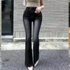 Dżinsy damskie retro wysoki talia mielona biała dżins Slim Fit Flered Pants 2024 Spring Korean Fashion Clothing