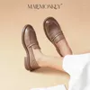 Mocassins de luxe en cuir de vache pour femmes, chaussures décontractées, mode bureau, semelle ronde antidérapante noire, plates, faites à la main, 2024