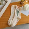 Damensocken im koreanischen Stil, Blumentrend, lässig, Baumwolle, Mädchen, Rüschen, Rüschen, niedlich, süß, atmungsaktiv, Kawaii, Crew