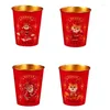 Disposable Cups Straws Convenient Paper Dragon Year Celebration Beverage Cup Disposables Water