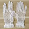 Kobiety koronkowe rękawiczki ślubne LG Długość łokciowa Pełne palce Runtes Przezroczyste ultra cienkie przędza sieci Krótkie rękawiczki ślubne G79e#