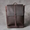 Torba plecakowa mężczyźni retro skórzany laptop komputer Mężczyzna Casual Crazy Horse School Bage First Warstwa Cowhide prosta