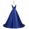 Sexy Deep V Neck Bacl Satin LG Evening Prom Gość Elegancki imprezowy DRES dla kobiet 2024 Formalne OCN Dres 06tk#