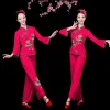 Kinesisk folk Yangko Dance Classical Natial Costumes Female Fan Midje Trumma Square Dance Day Hanfu Kläder Stage Performance B7WW#
