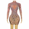 cekiny Rhineste Mini Dr for Women Vegas Show Crystal Birthday Night Club Party Performt Etfit Drag Queen Costume Q00o#