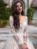 fmogl Elegant Illusi Lg Sleeve Vintage Wedding Dres 2022 Luxury Scoop Neck Appliques Court Train A Line Bridal Gowns W9yf#