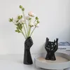 Vases Nordique Noir Figure Art Sculpture Vase En Céramique Décor À La Maison Accessoires Moderne Salon Table Arrangement De Fleurs Esthétique