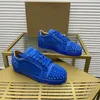 Casual schoenen luxe topkwaliteit heren klinknagels dames voor heren designer sneakers flats herenschoenen blauwe puntige sport