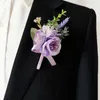 Purple Groom Boutnire Wedding Corsage Pins broszka frs sztuczne róże drużb