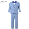 Baby Kids Boy Gentleman Suit 5pcs Set Blazer Shirt Vest Bow Towt Pants Pressing Wedding Birthday Party Scena Formalna odzież 240318