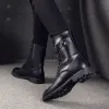 Laarzen heren casual motorfiets laarzen feest nachtclub jurk koe lederen schoenen zwarte cowboy high boot jonge lange bota's masculina zapatos