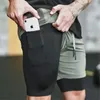 Men's Shorts Sport Cool Sportswear Double-deck Running Summer 2 In 1 Casual Bottoms Fitness Training Jogging Short Pants