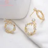 Boucles d'oreilles (2643)6 pièces 12x17MM, couleur or 24K, laiton avec feuille de Zircon, fleur, haute qualité, résultats de bijoux, accessoire