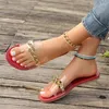 Chinelos 2024 sapatos para mulheres transparente verão roma metal decoração cor sólida feminino casual flip flops