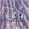 Hoop & Huggie Fashion Womens 925 Sterling Sier Circle Earring Luxury Sapphire Emerald Gemstone Earrings Jewelry Gifts E11024 Drop Del Dhrtq